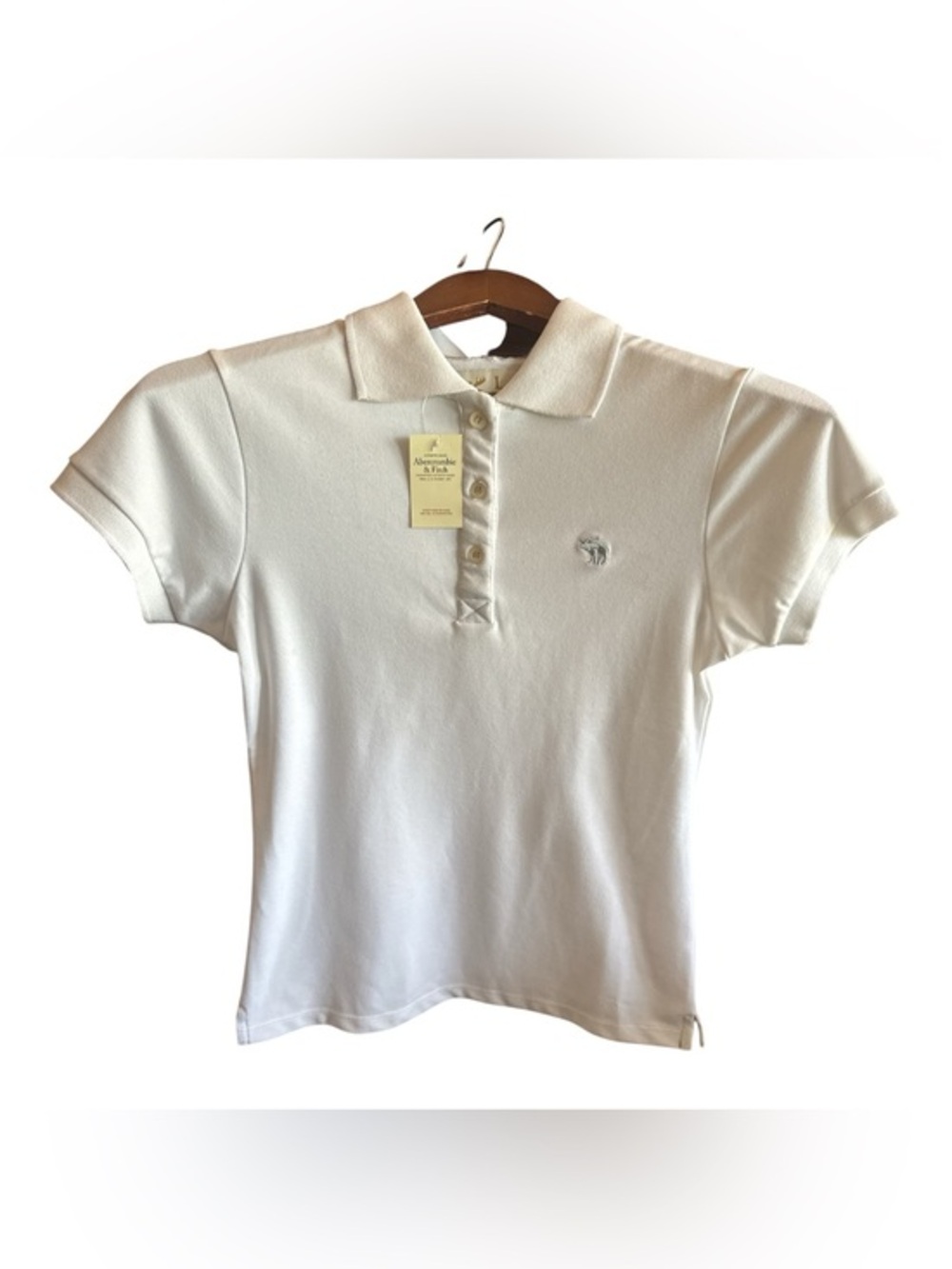 Abercrombie & Fitch White Short Sleeve Polo Kids Size Large Preppy Golf Shirt